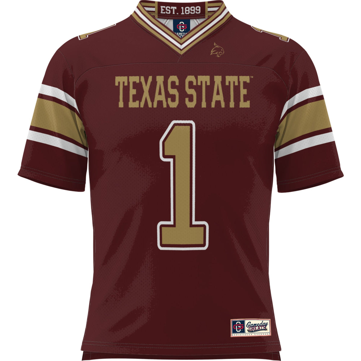 #1 Maroon Texas State Bobcats Football Jersey
