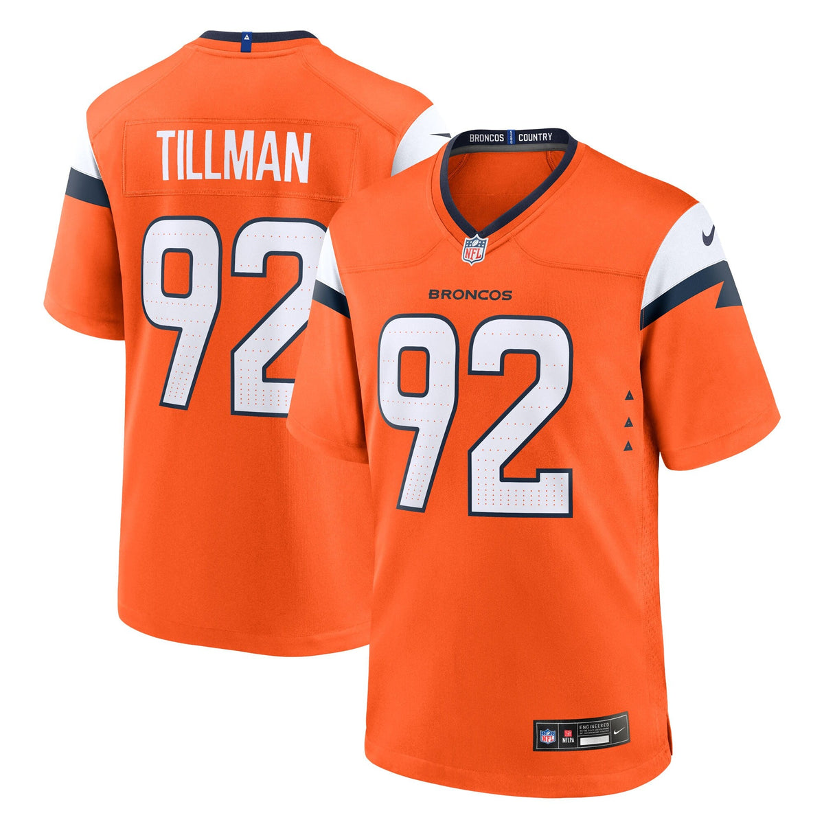 Denver Broncos Dondrea Tillman Orange Team Game Football Jersey