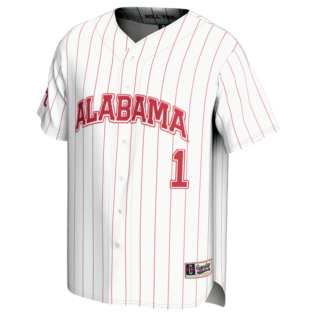 #1 White Alabama Crimson Tide Lightweight Baseball Fashion Jersey