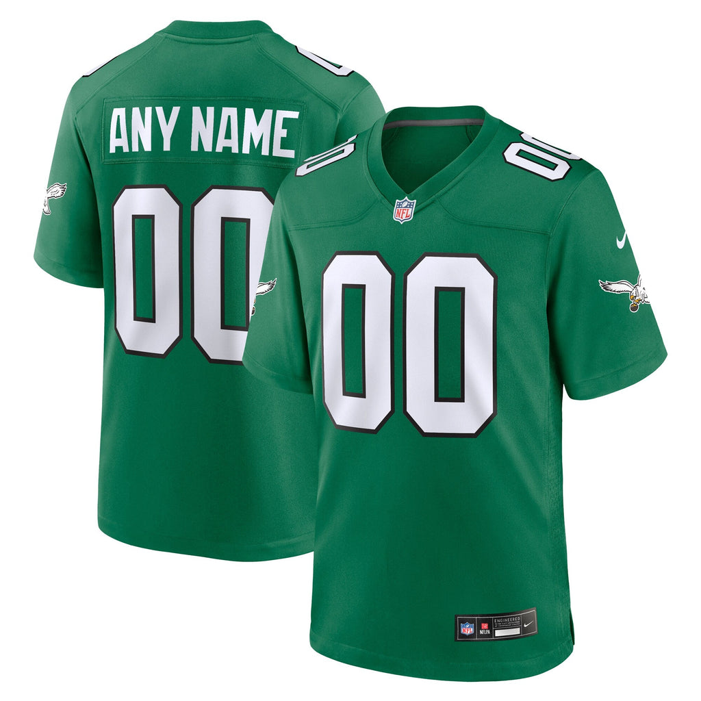 Philadelphia Eagles Kelly Green Alternate Custom Game Football Jersey