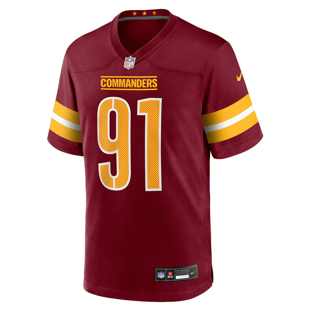 Washington Commanders Deatrich Wise Jr. Burgundy Team Game Football Jersey