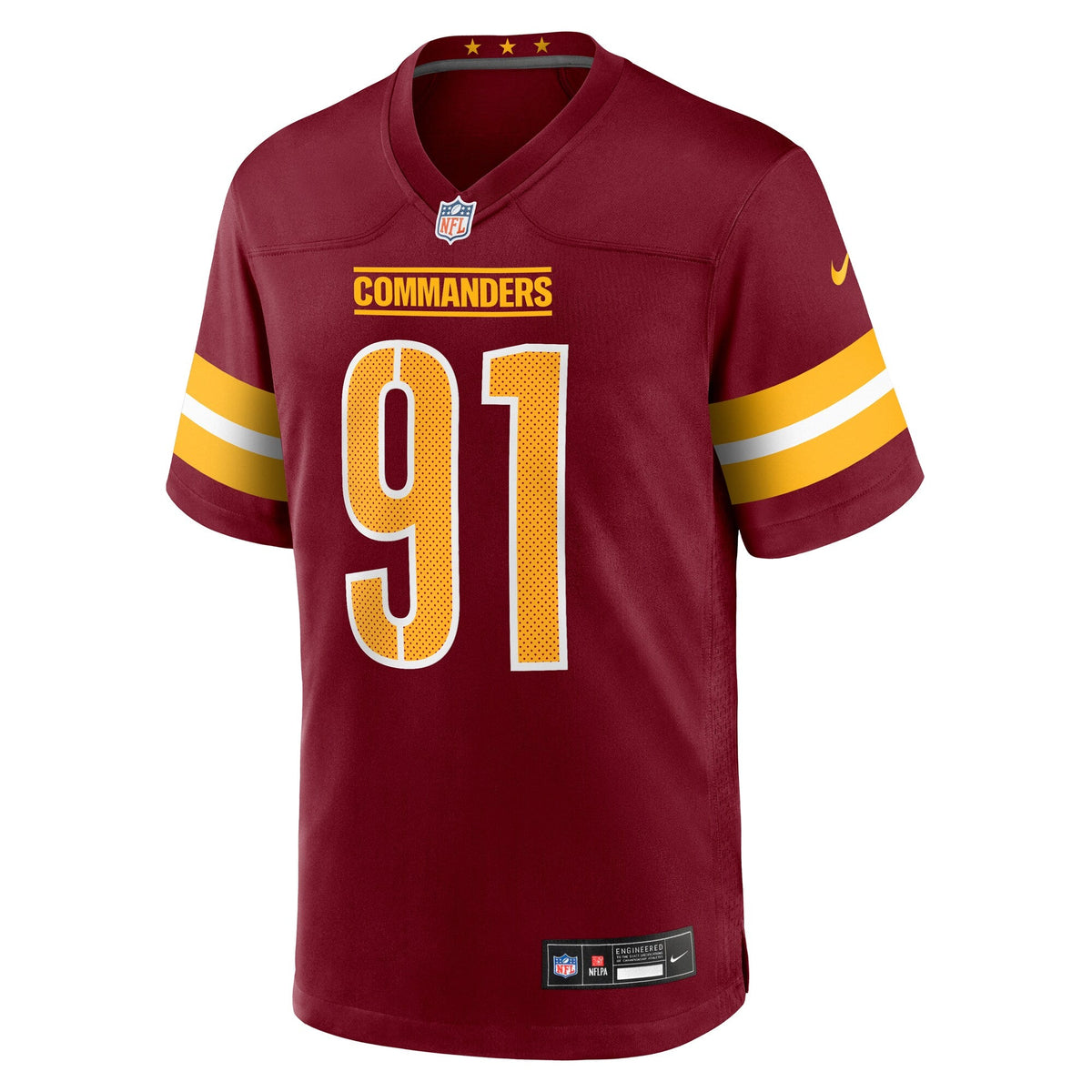 Washington Commanders Deatrich Wise Jr. Burgundy Team Game Football Jersey