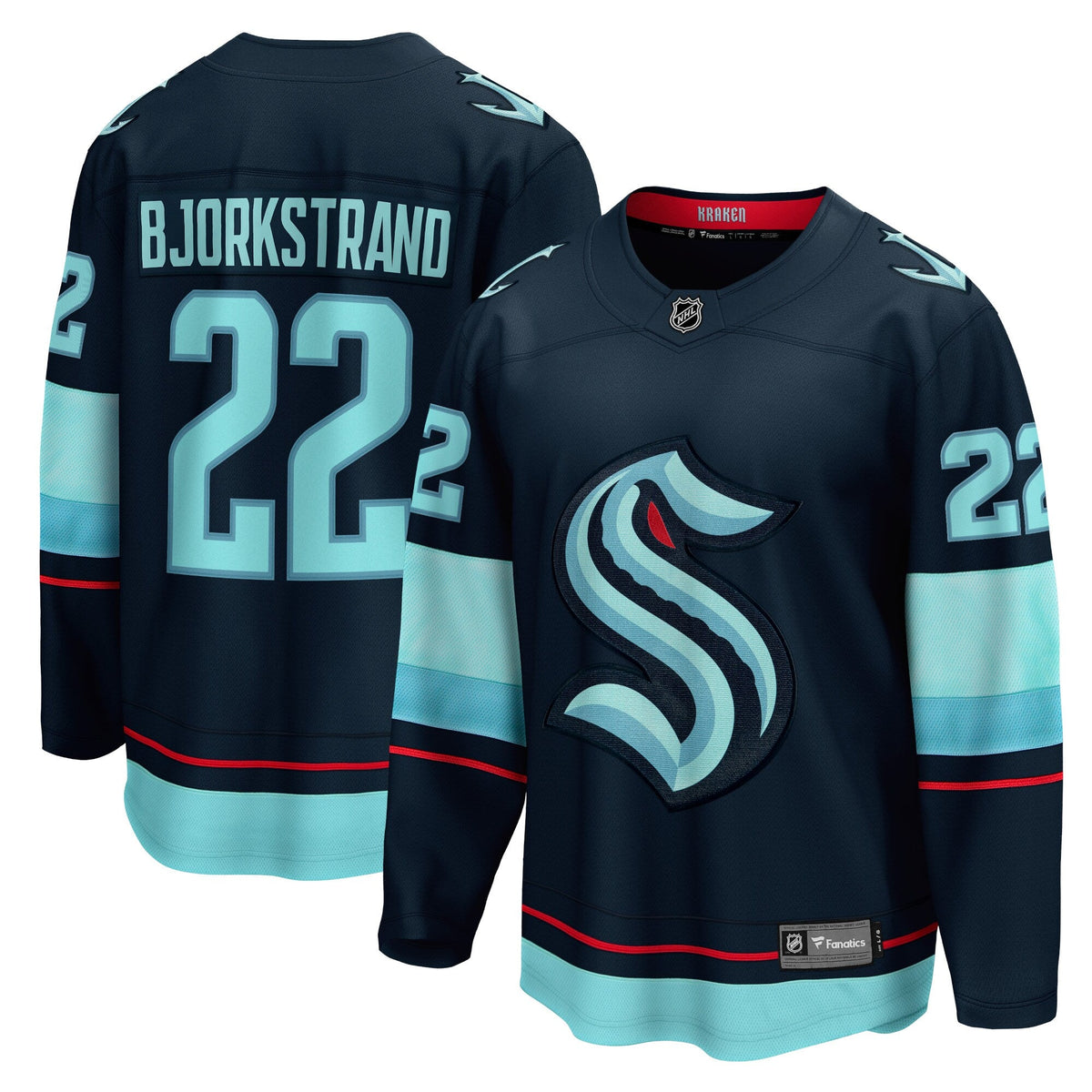 Seattle Kraken Oliver Bjorkstrand Deep Sea Blue Home Breakaway Player Hockey Jersey