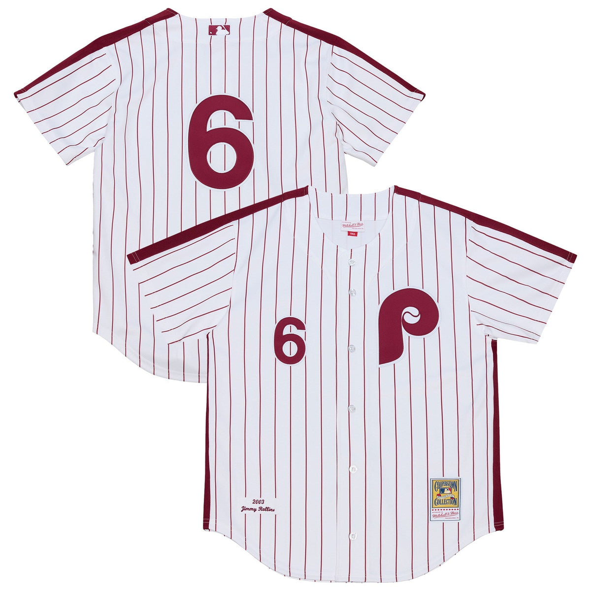 Philadelphia Phillies Jimmy Rollins White 2003 Cooperstown Collection Baseball Jersey