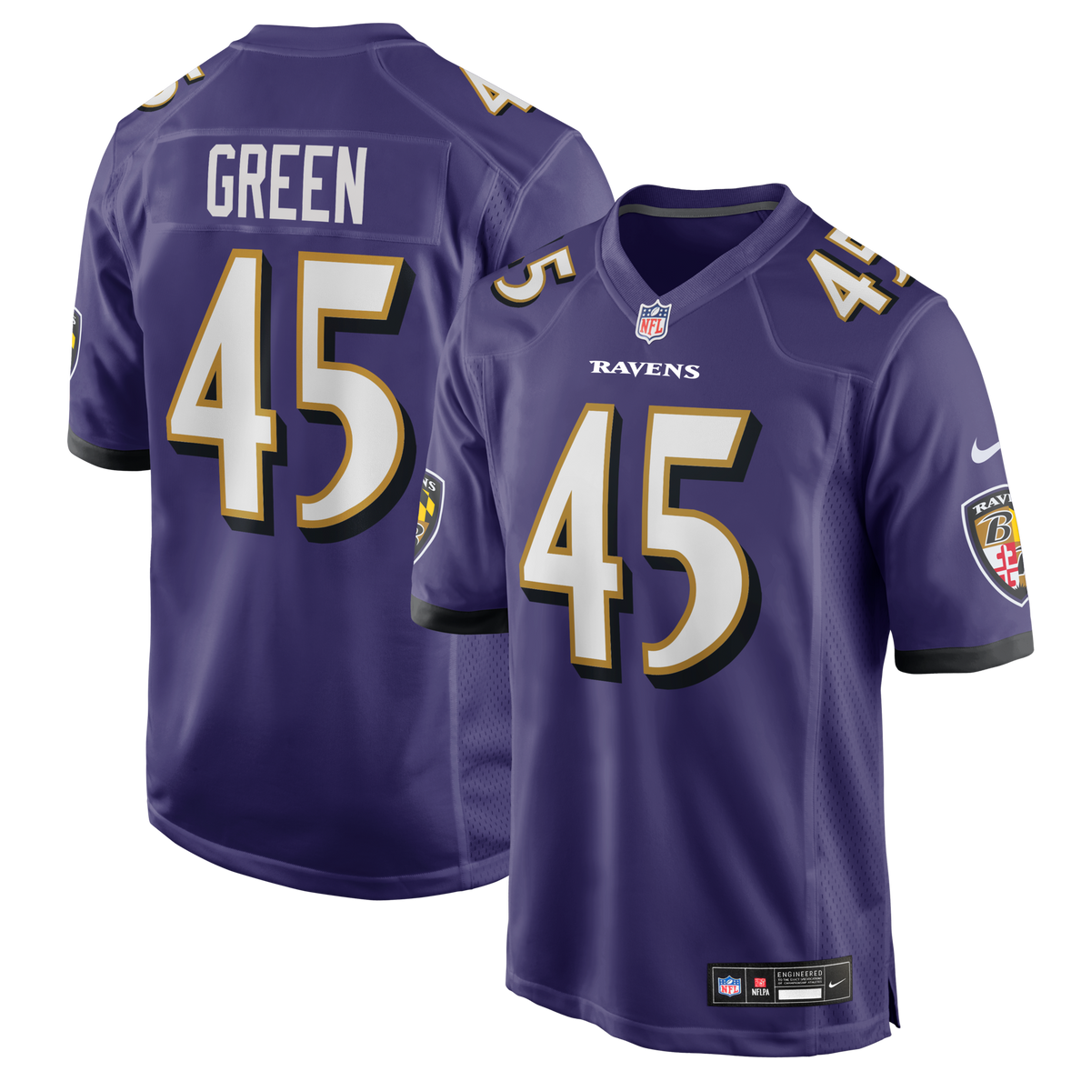 Baltimore Ravens Mike Green Purple Team Game Football Jersey