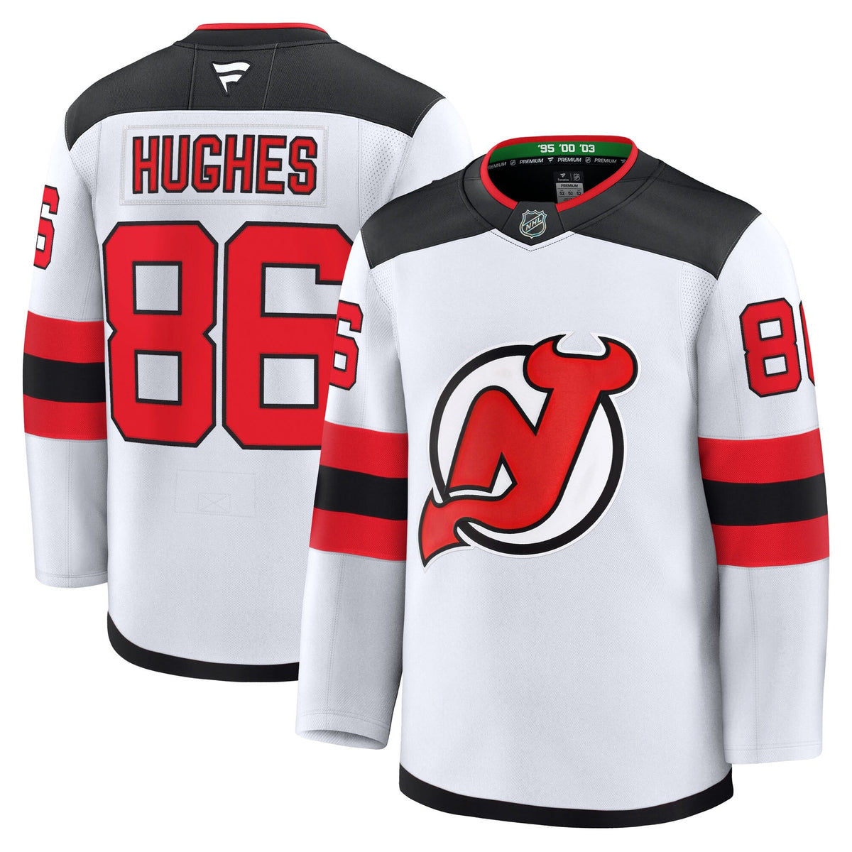 New Jersey Devils Jack Hughes White Away Premium Jersey