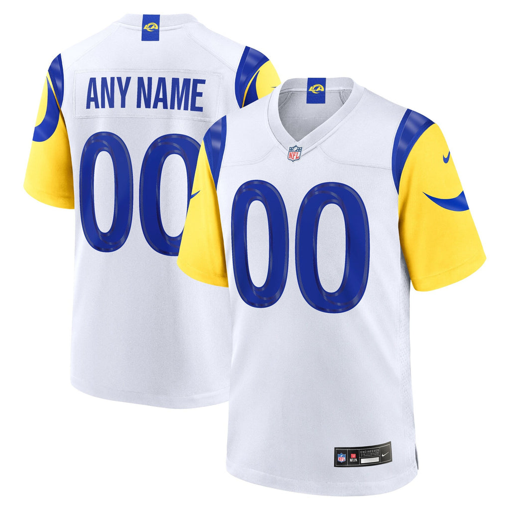 Los Angeles Rams White Custom Game Football Jersey