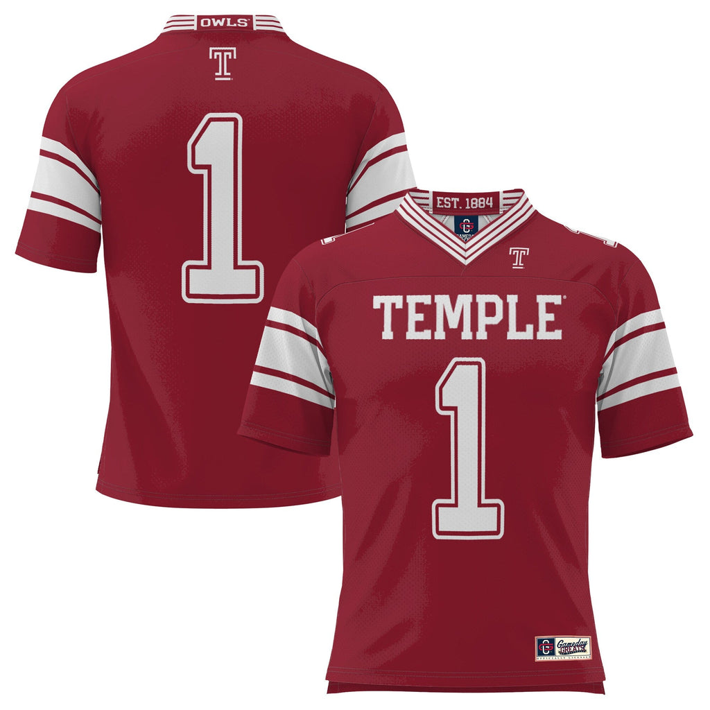 #1 Cherry Temple Owls Endzone Football Jersey