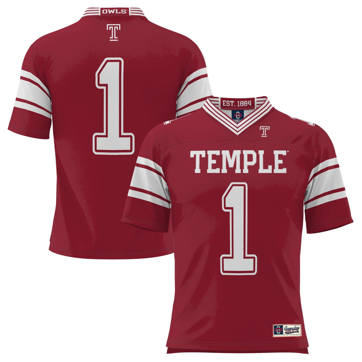 #1 Cherry Temple Owls Endzone Football Jersey