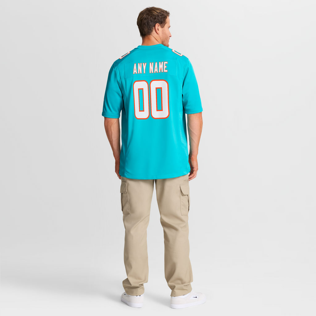 Miami Dolphins Aqua Custom Game Football Jersey