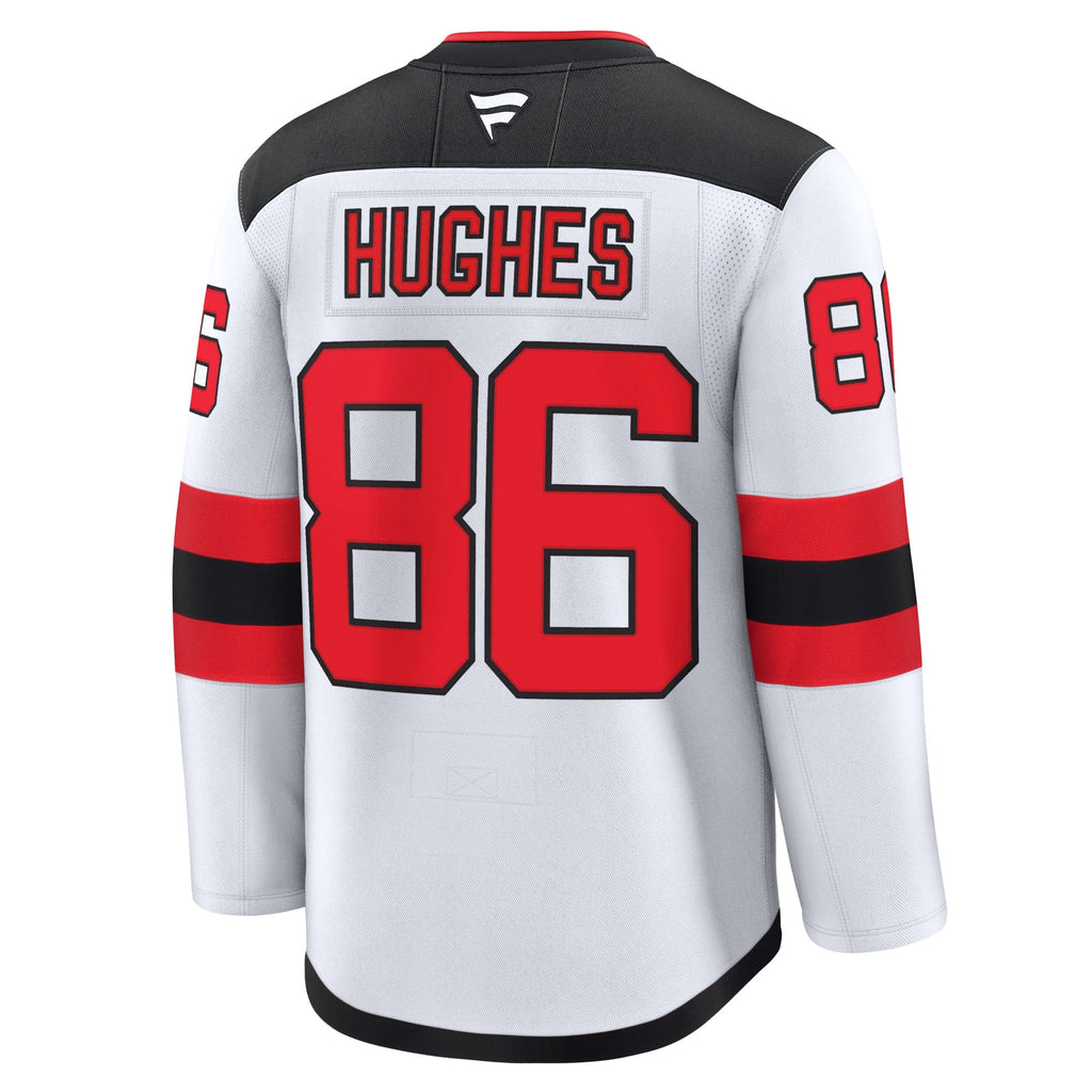 New Jersey Devils Jack Hughes White Away Premium Jersey