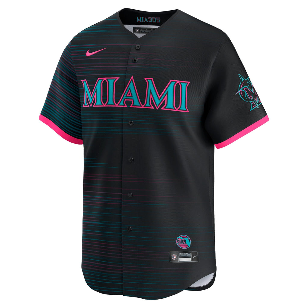 Miami Marlins Black 2025 City Connect Limited Baseball Jersey