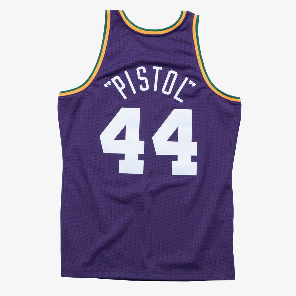 New Orleans Jazz Pete Maravich 1974 Swingman Road Jersey - Purple