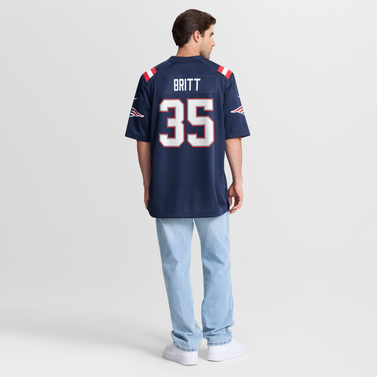 New England Patriots K.J. Britt Navy Team Game Football Jersey