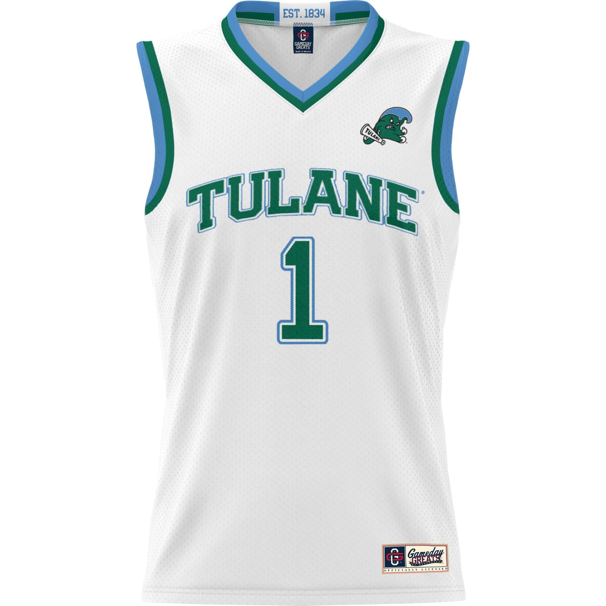 Male #1 White Tulane Green Wave Lightweight Basketball Jersey