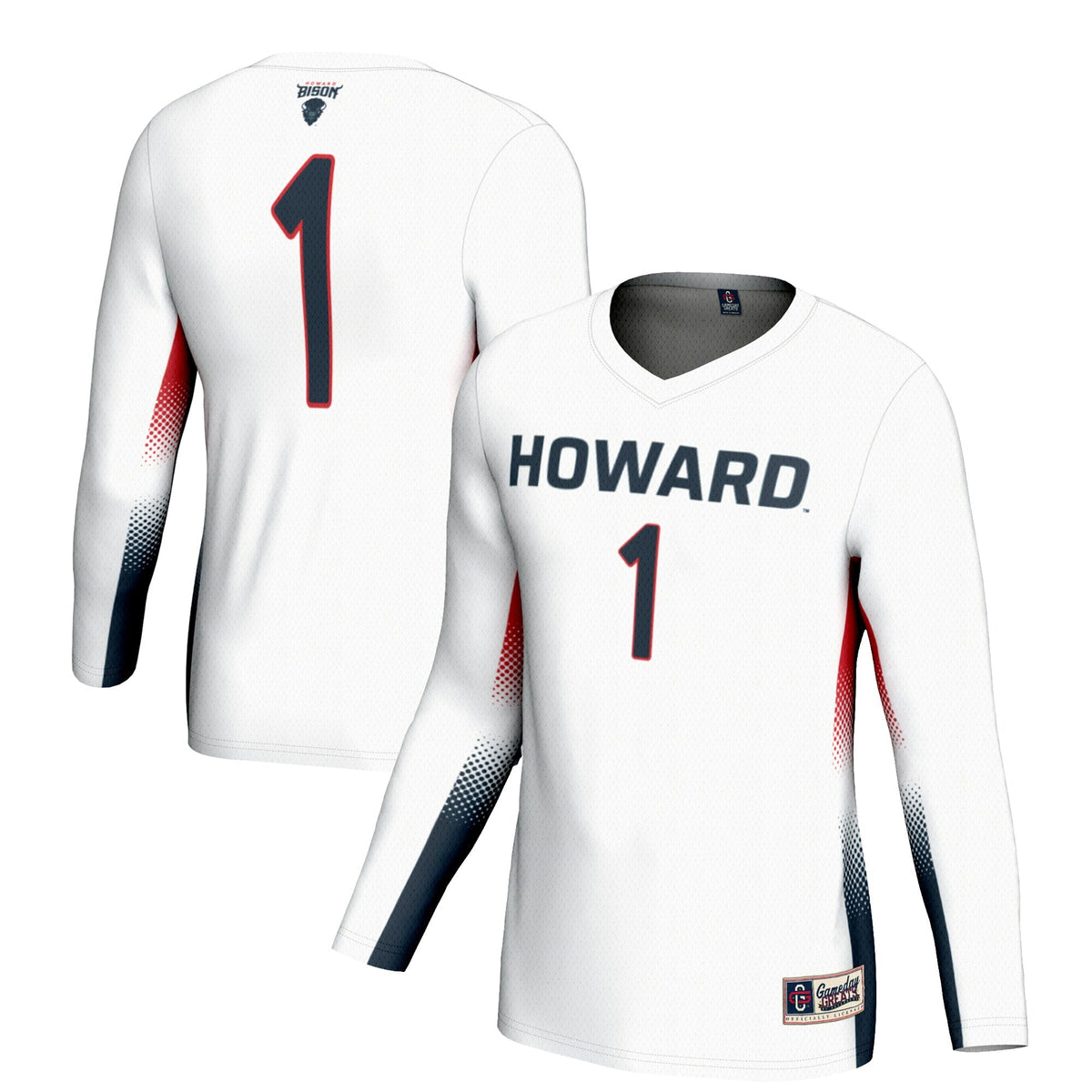 #1 Howard Bison Lightweight Volleyball Jersey - White