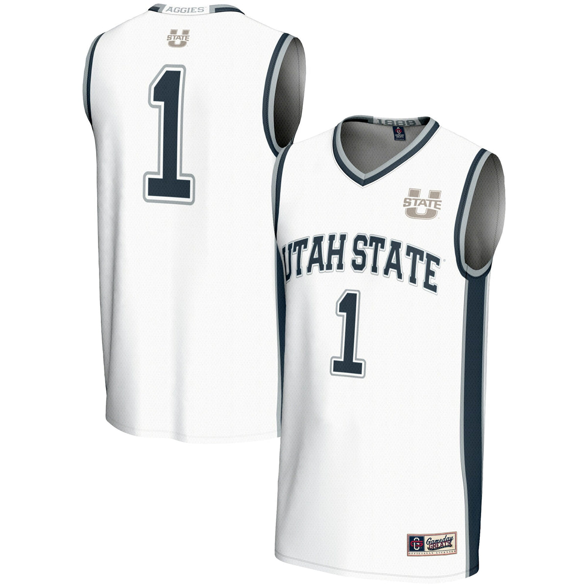 #1 Utah State Aggies Lightweight Basketball Jersey - White