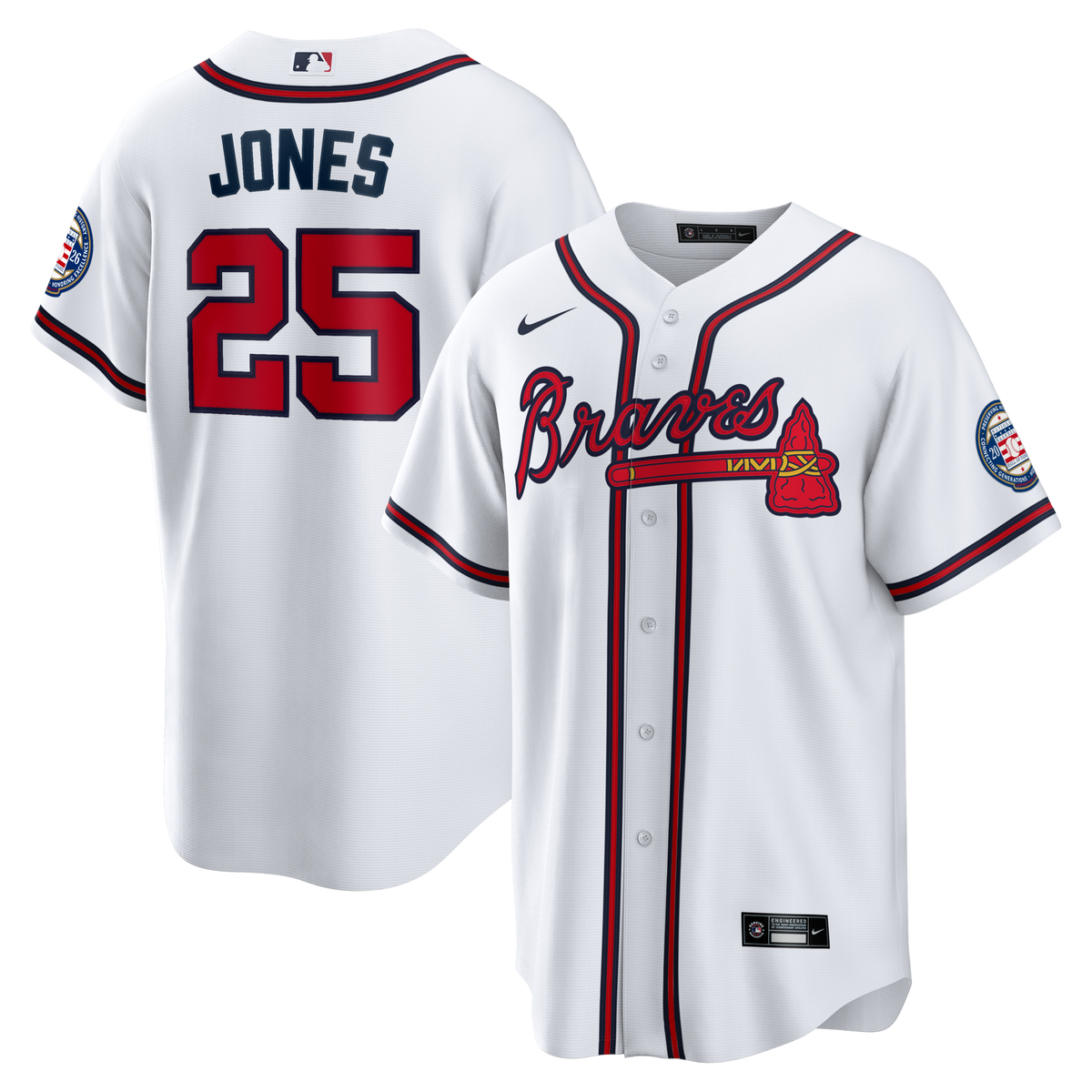 Atlanta Braves Andruw Jones White Home Replica 2026 Hall of Fame Patch Baseball Jersey