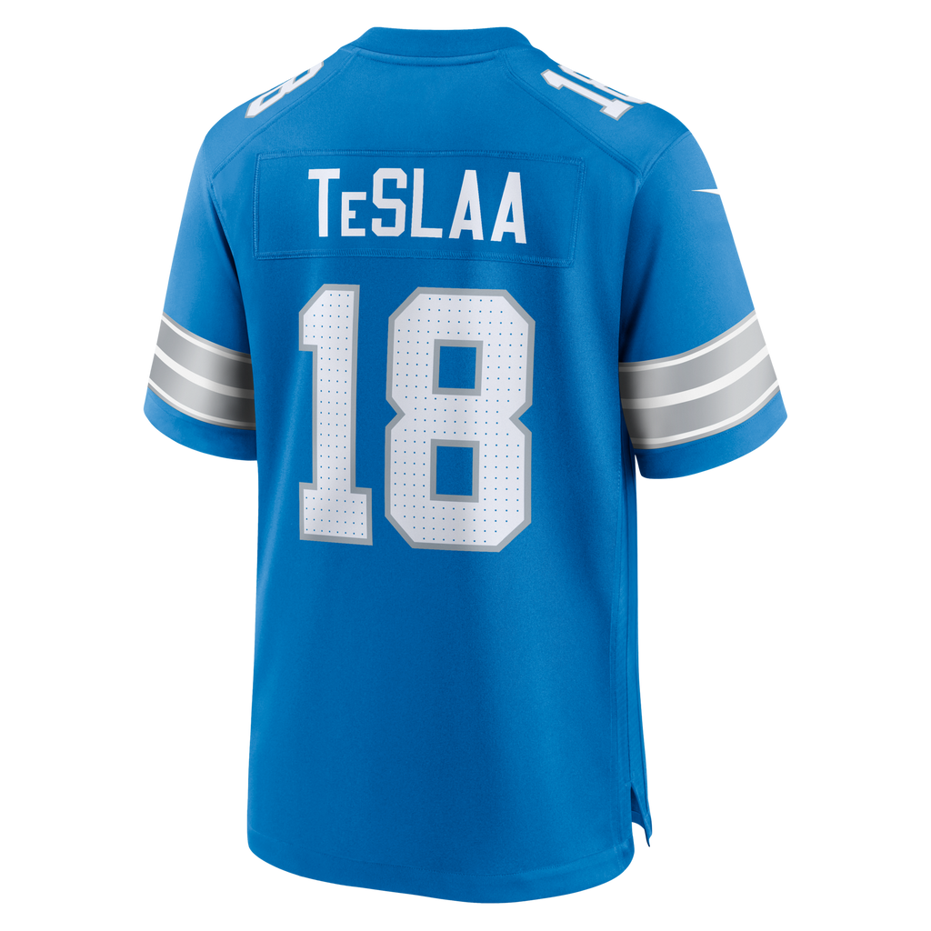 Detroit Lions Isaac TeSlaa Blue Game Player Football Jersey