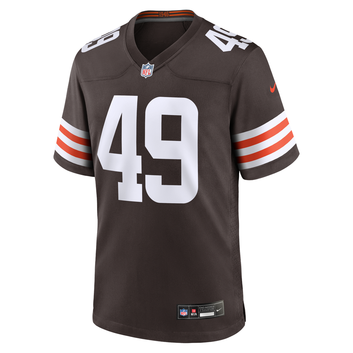 Cleveland Browns Carson Schwesinger Brown 2025 NFL Draft Game Football Jersey