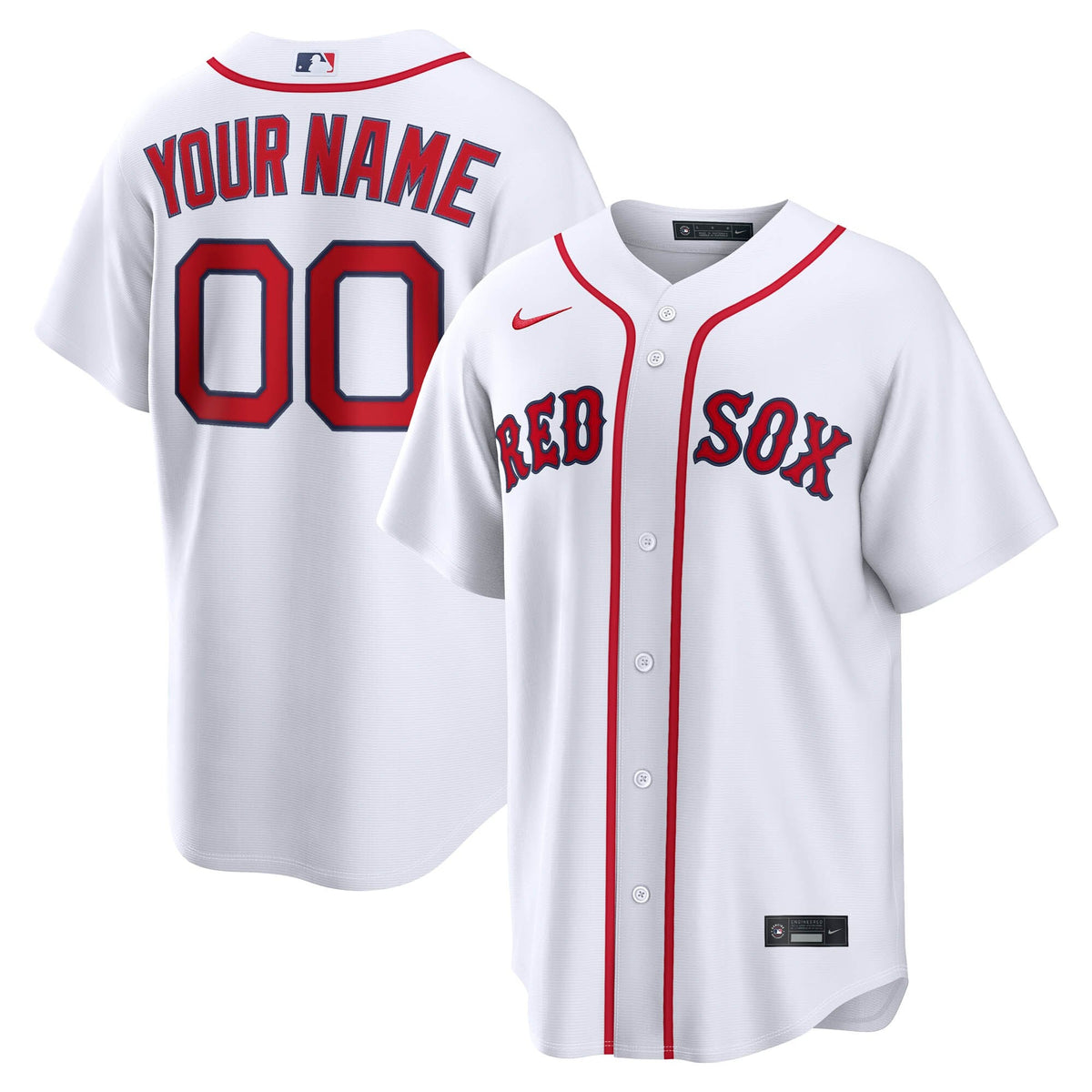 Boston Red Sox White Home Replica Custom Baseball Jersey