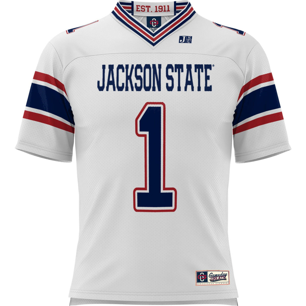 #1 White Jackson State Tigers Football Jersey
