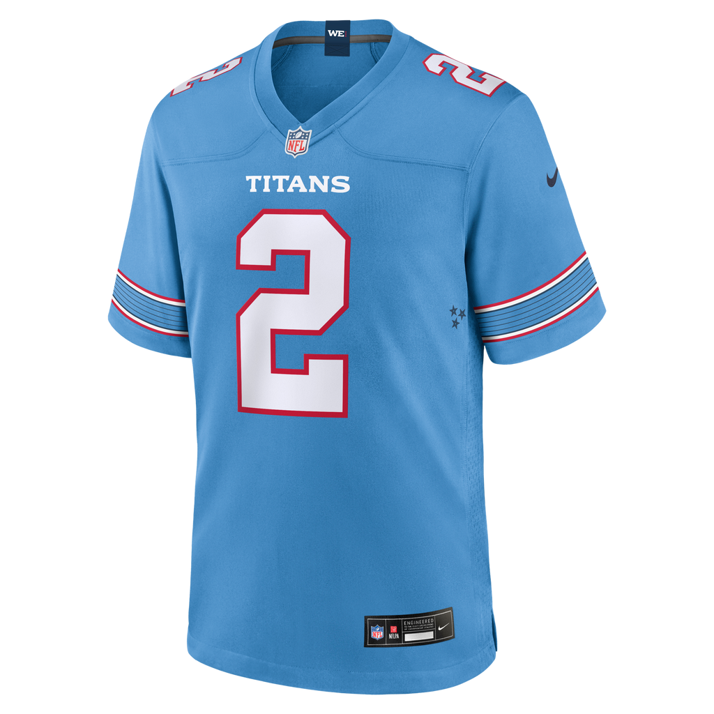 Tennessee Titans Tyjae Spears Light Blue Game Football Jersey