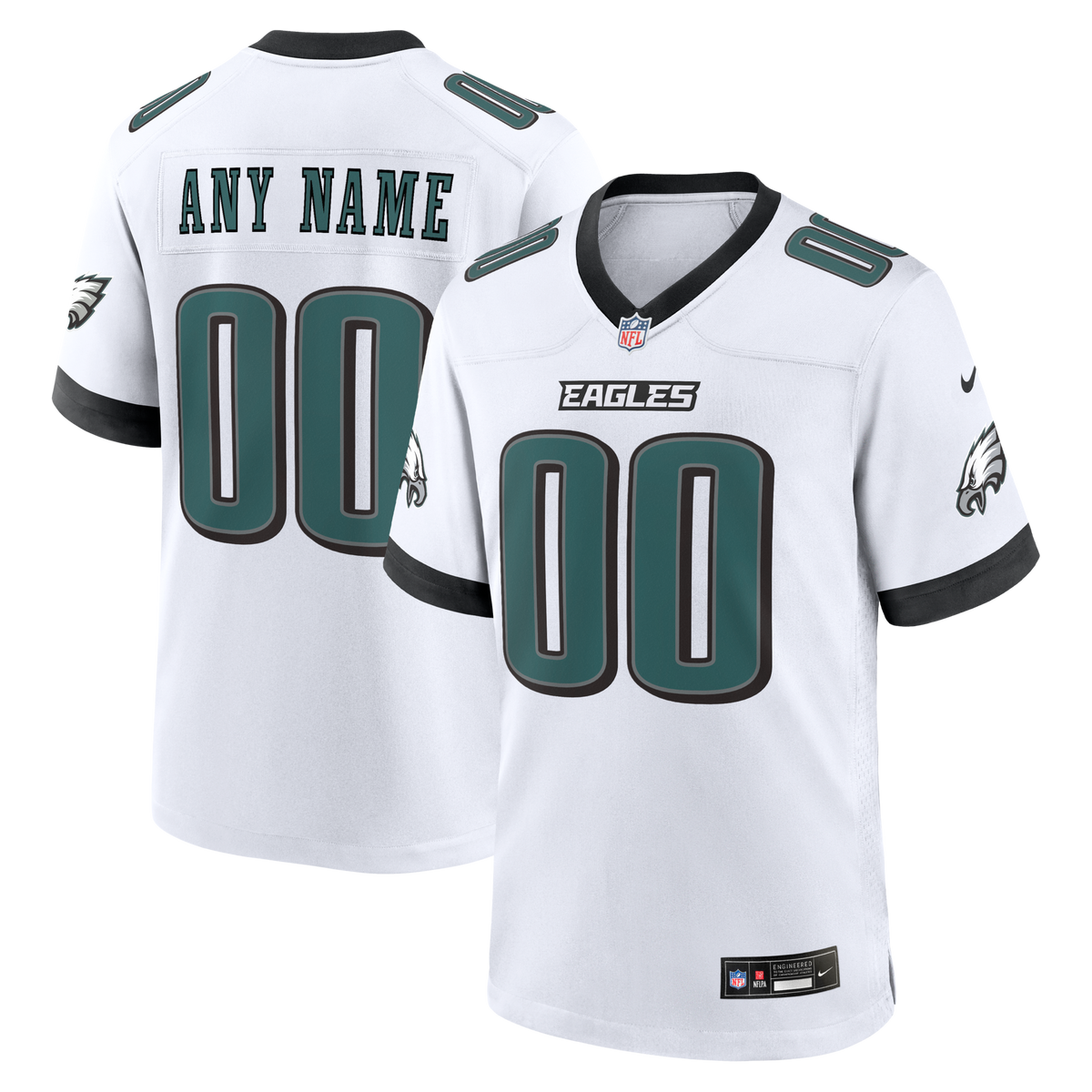 Philadelphia Eagles White White Custom Game Football Jersey