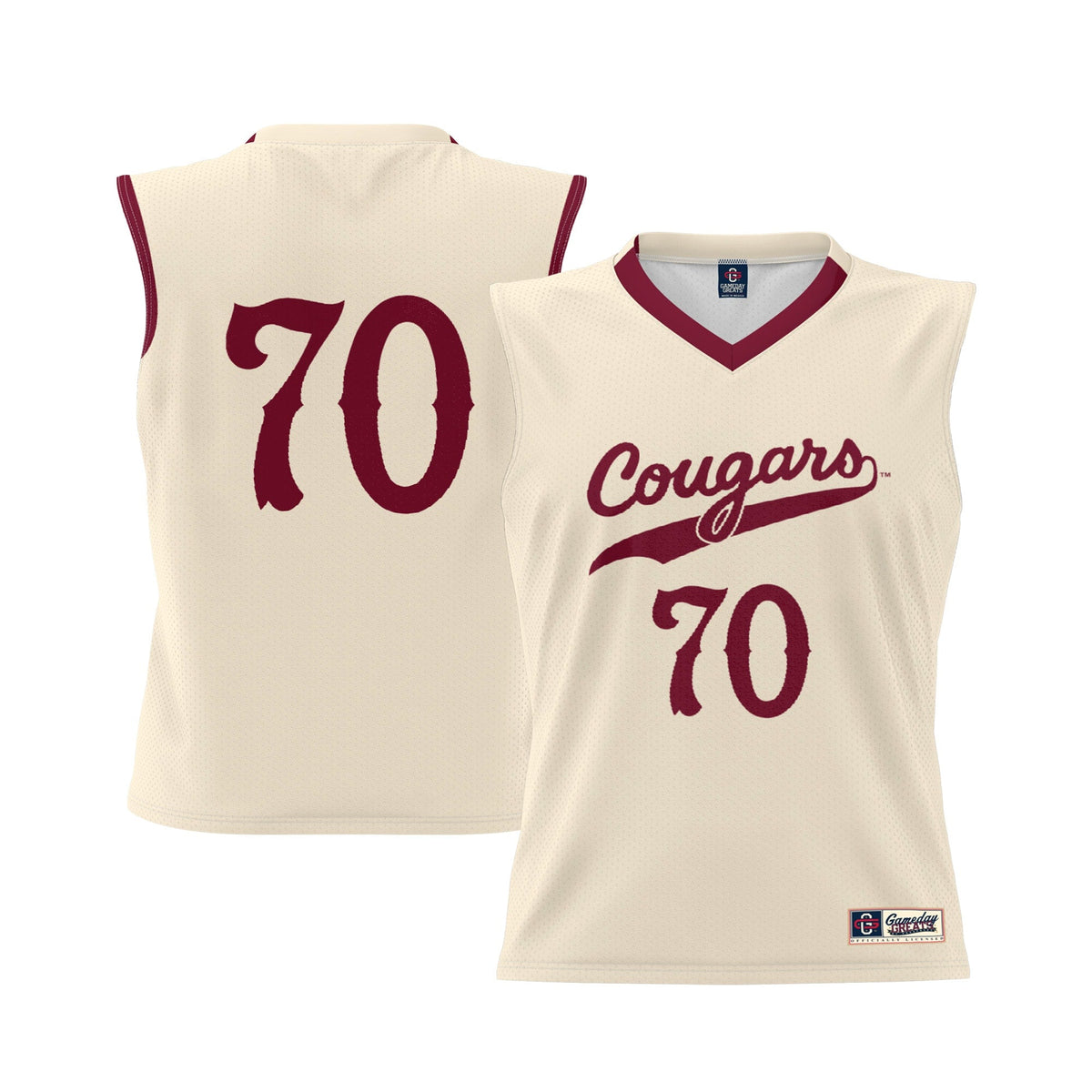 #70 Charleston Cougars Lightweight Basketball Jersey - Cream
