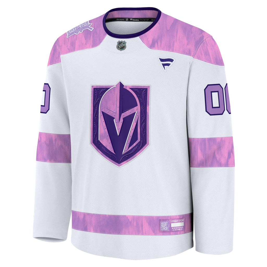 Vegas Golden Knights White 2024 Hockey Fights Cancer Custom Practice Jersey