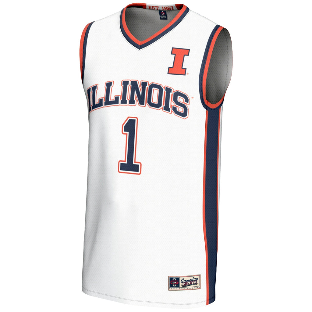 #1 White Illinois Fighting Illini Lightweight Basketball Jersey