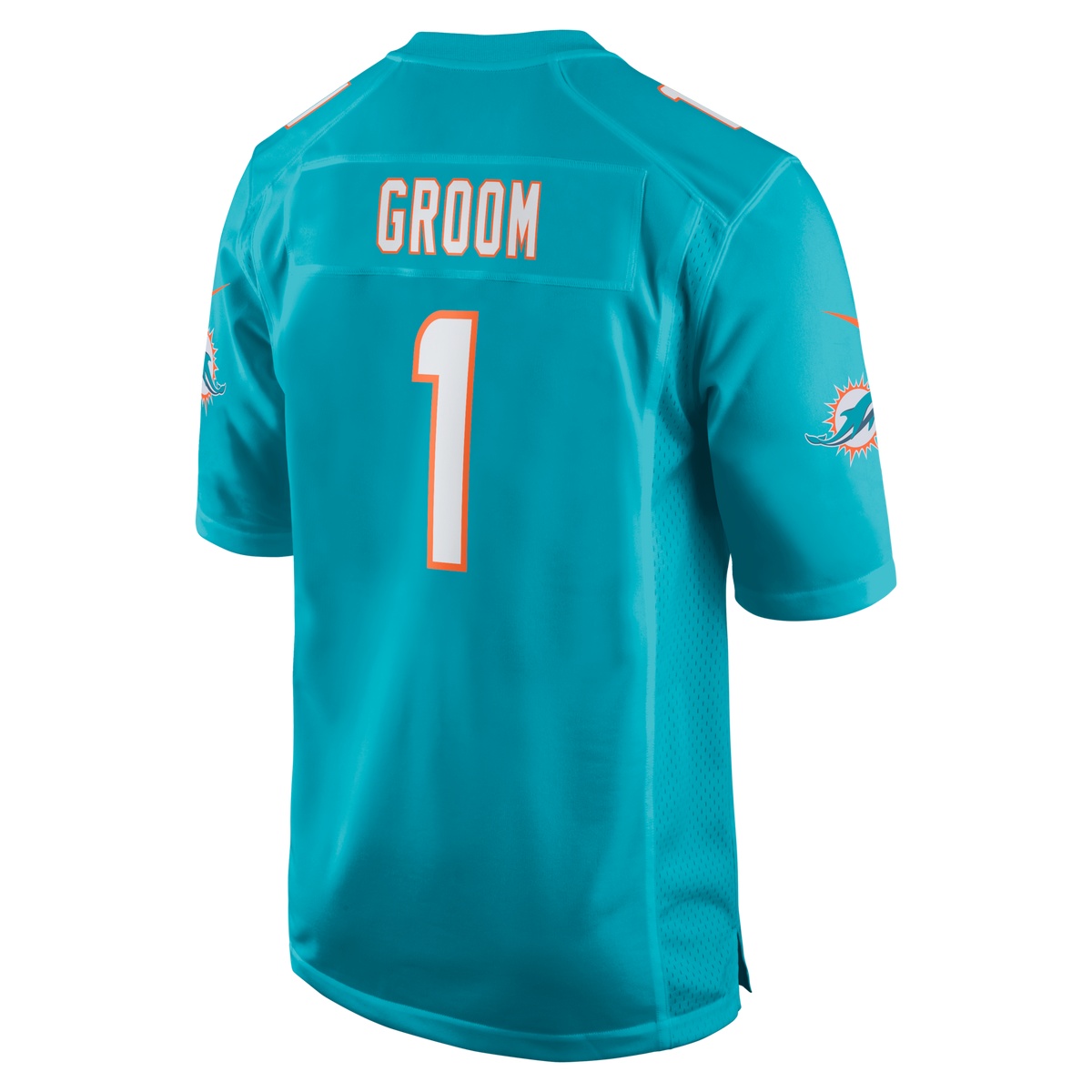 Miami Dolphins Number 1 Groom Aqua Game Football Jersey