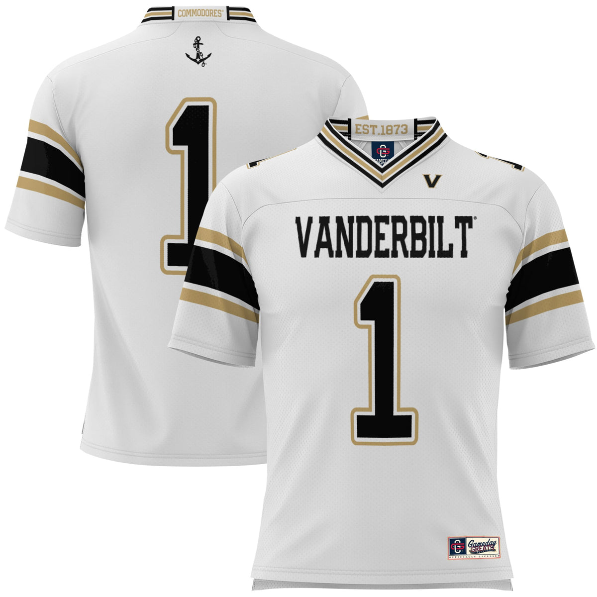 #1 Vanderbilt Commodores Football Jersey - White