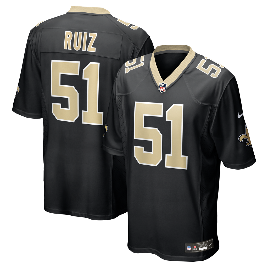 New Orleans Saints Cesar Ruiz Black Player Game Football Jersey