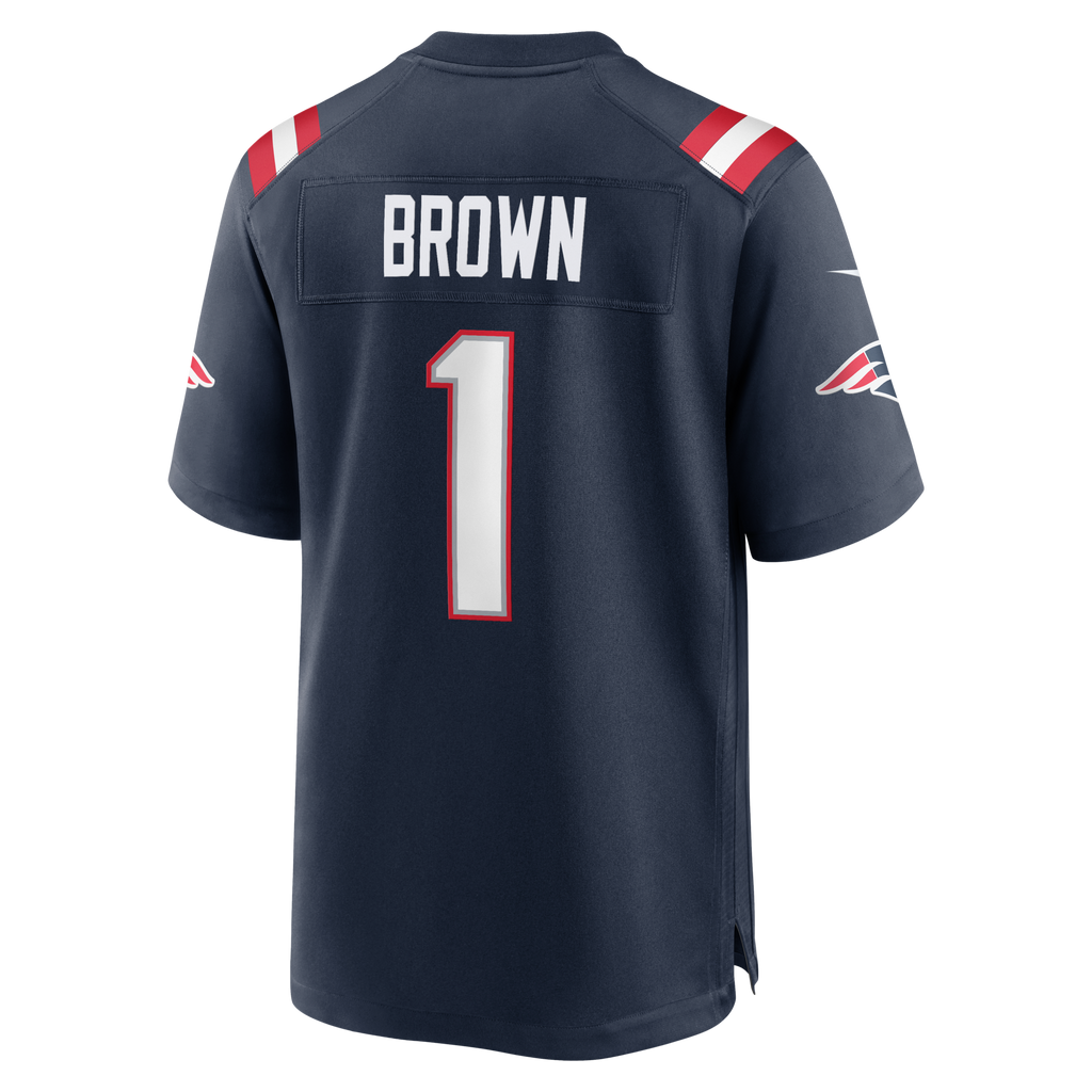 New England Patriots A.J. Brown Navy Team Game Football Jersey