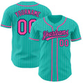 Custom Baseball Jersey - Aqua White Pinstripe Pink-Navy