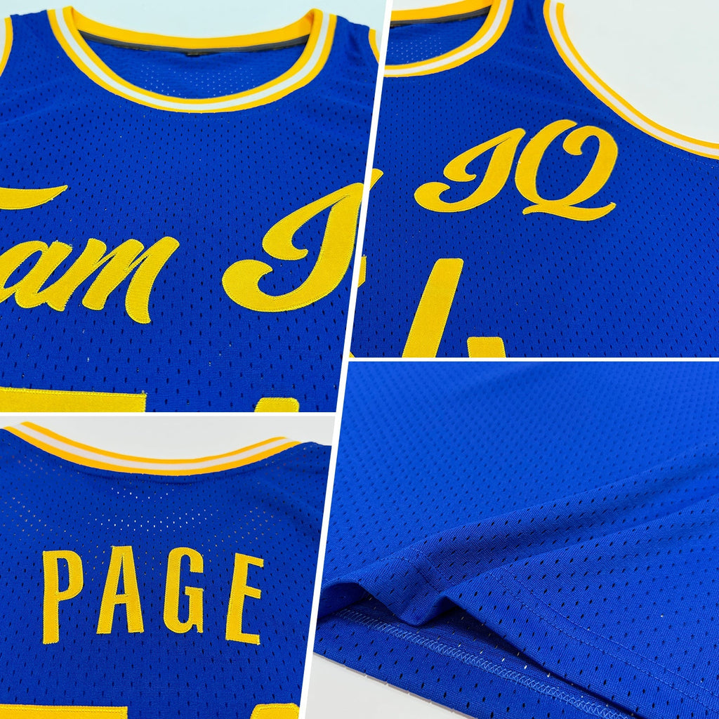 Custom Basketball Jersey - Royal Gold-White Throwback - Style Royal0106