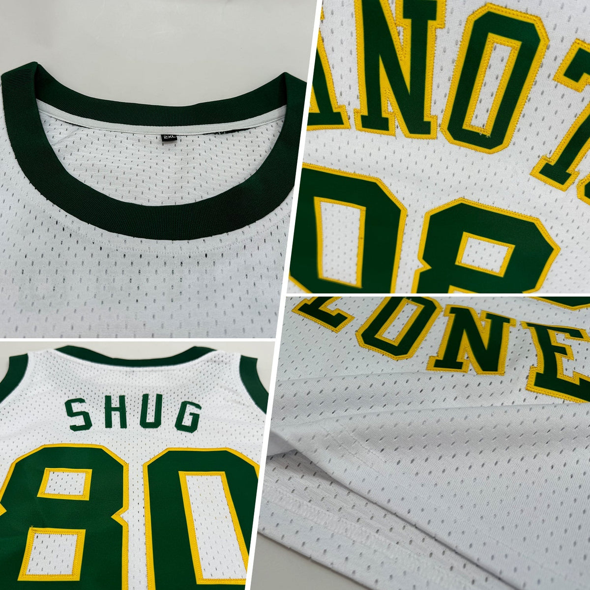 Custom Basketball Jersey - White Green-Gold Throwback