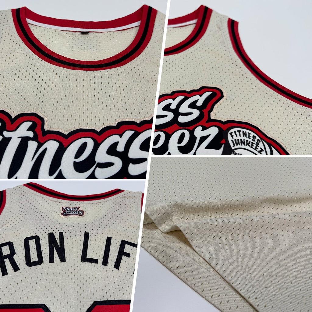 Custom Basketball Jersey - Cream Red-Black Throwback - Style Cream0513