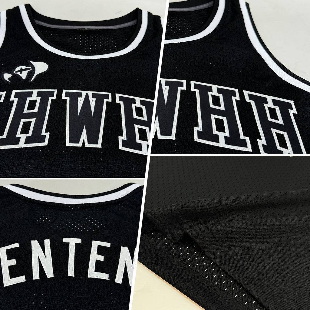 Custom Basketball Jersey - Black Black-White Throwback - Style Black0979