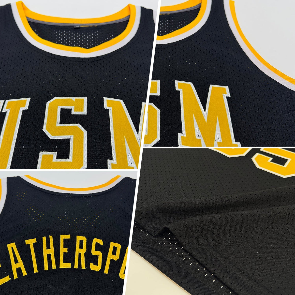 Custom Basketball Jersey - Black Gold-White Throwback - Style Black0984