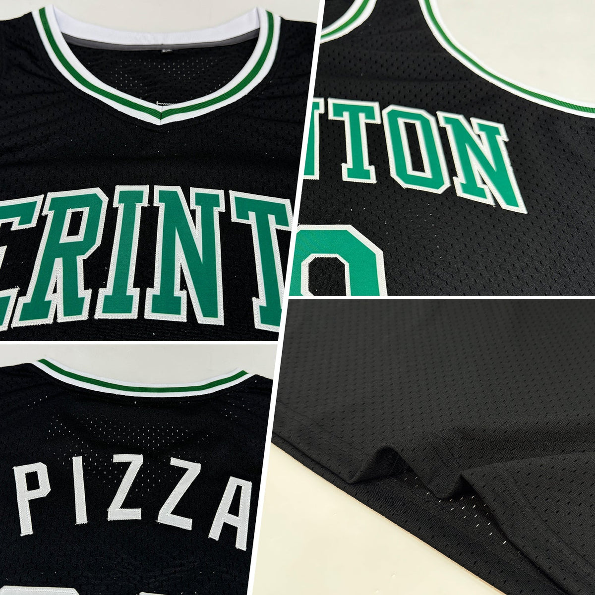 Custom Basketball Jersey - Black Kelly Green-White Throwback