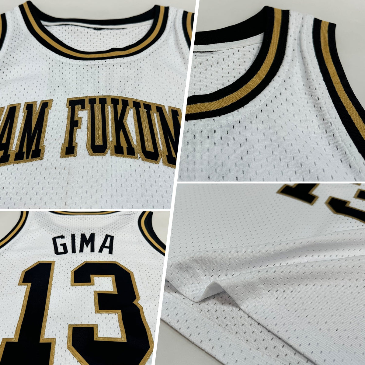 Custom Basketball Jersey - White Black-Old Gold Throwback