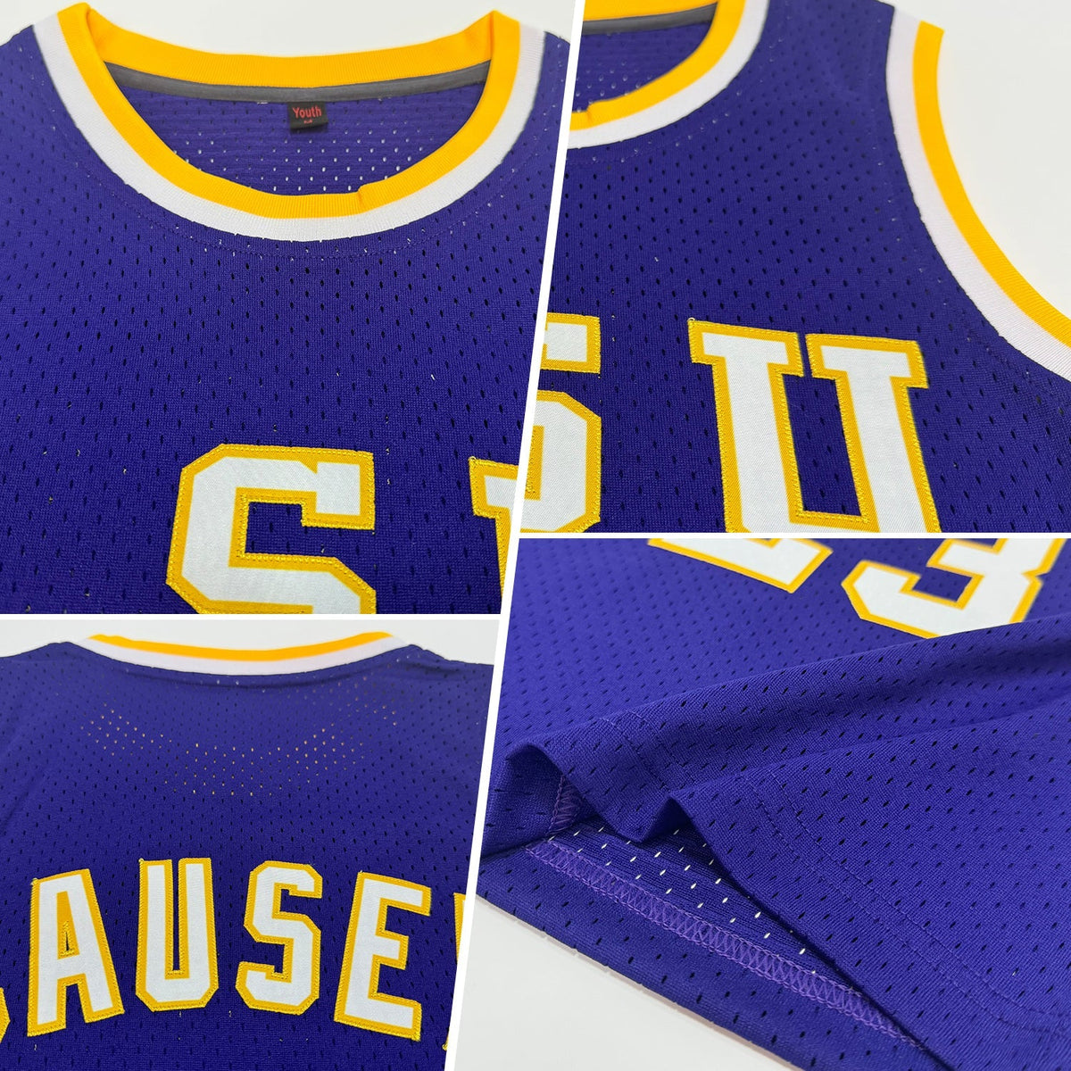 Custom Basketball Jersey - Purple White-Gold Throwback