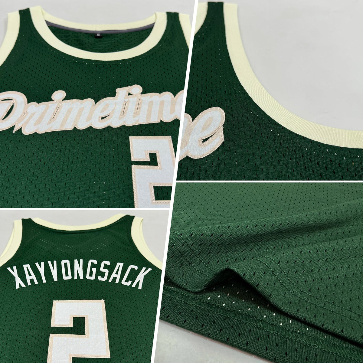 Custom Basketball Jersey - Hunter Green White-Cream Throwback