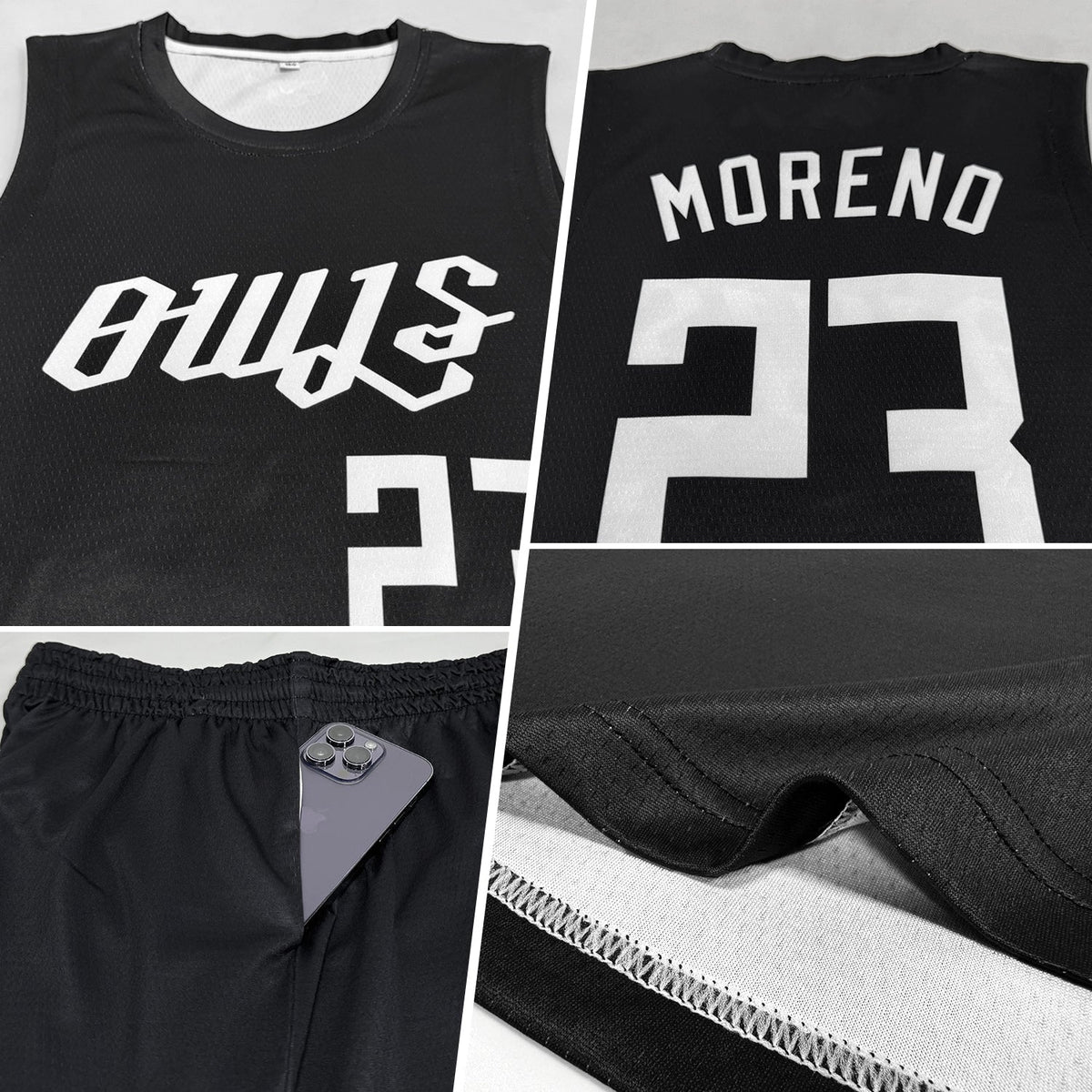 Custom Basketball Jersey - Black White Round Neck Uniform