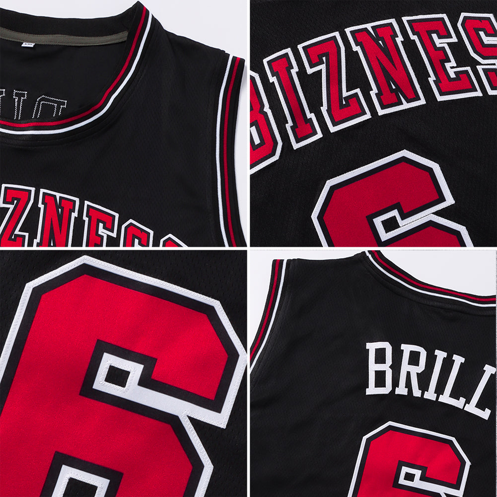 Custom Basketball Jersey - Black Red-White Throwback - Style Black0281