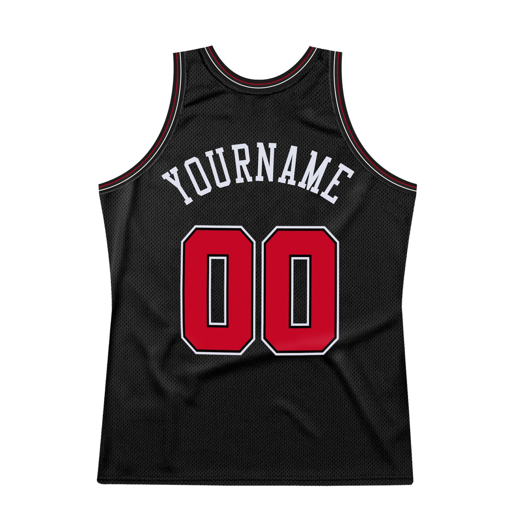 Custom Basketball Jersey - Black Red-White Throwback - Style Black0281