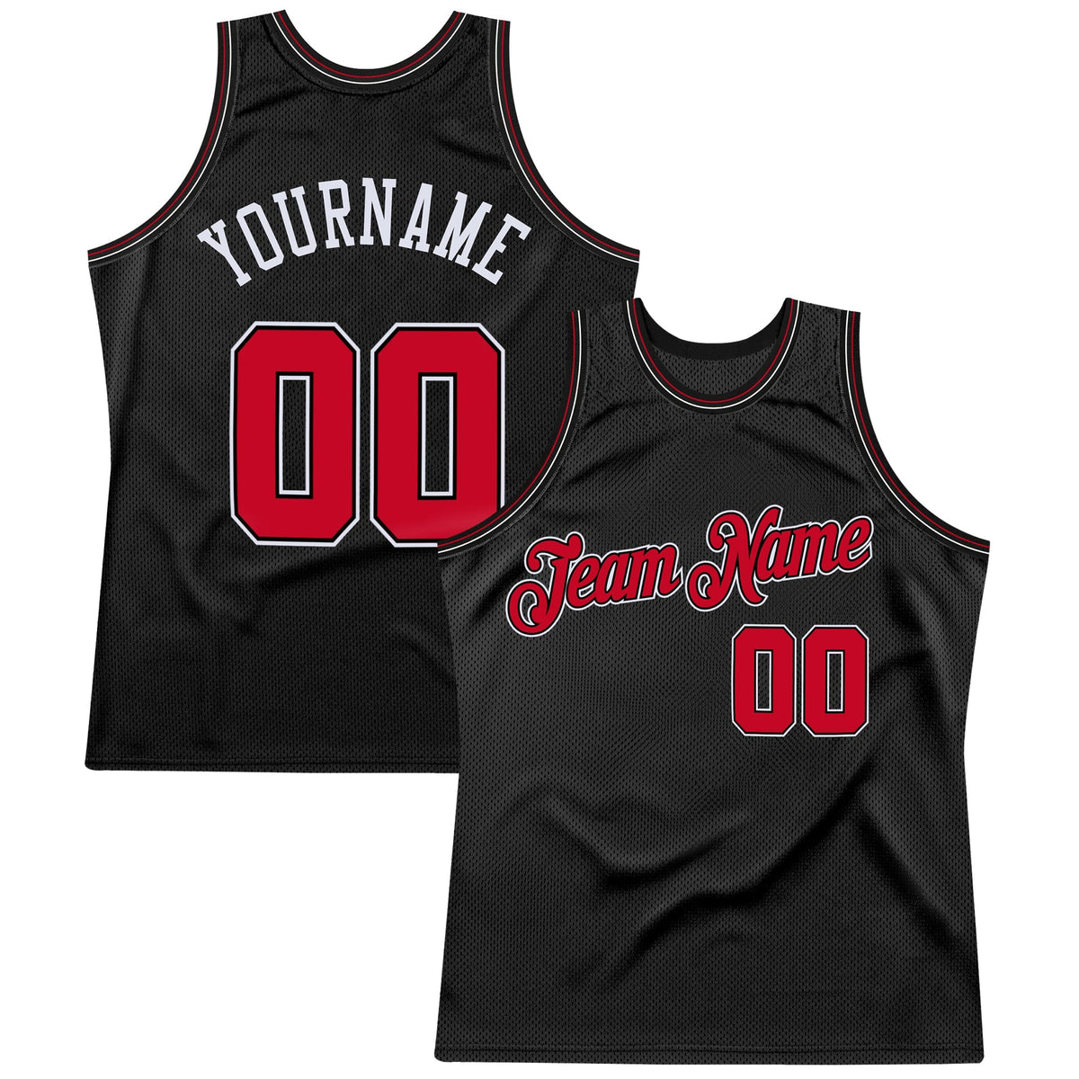 Custom Basketball Jersey - Black Red-White Throwback - Style Black0281