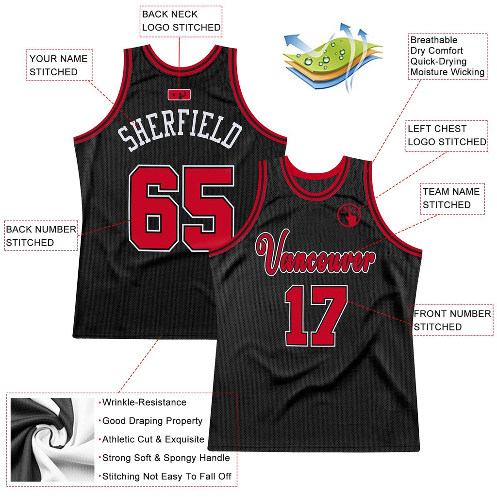 Custom Basketball Jersey - Black Red-White Throwback - Style Black0282